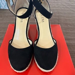 GUESS black suede wedges 7 espadrilles